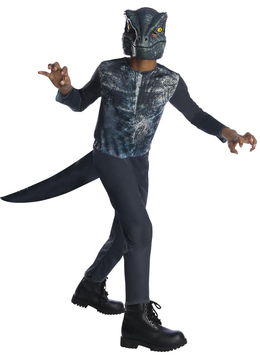 Rubies Velociraptor OPP Dinosaur Costume for Boys and Girls, Jumpsuit with Tail and Mask, Official Univesal Jurassic World for Carnival, Christmas, Birthday, Party and Halloween
