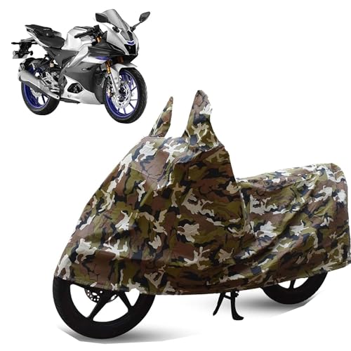 Image of Sulfar Bike Cover for Yamaha R15M (Track-Spec Sports) | Waterproof, Dustproof & UV Protected | All Weather Two Wheeler Cover (Army Green) New 2026 Variants