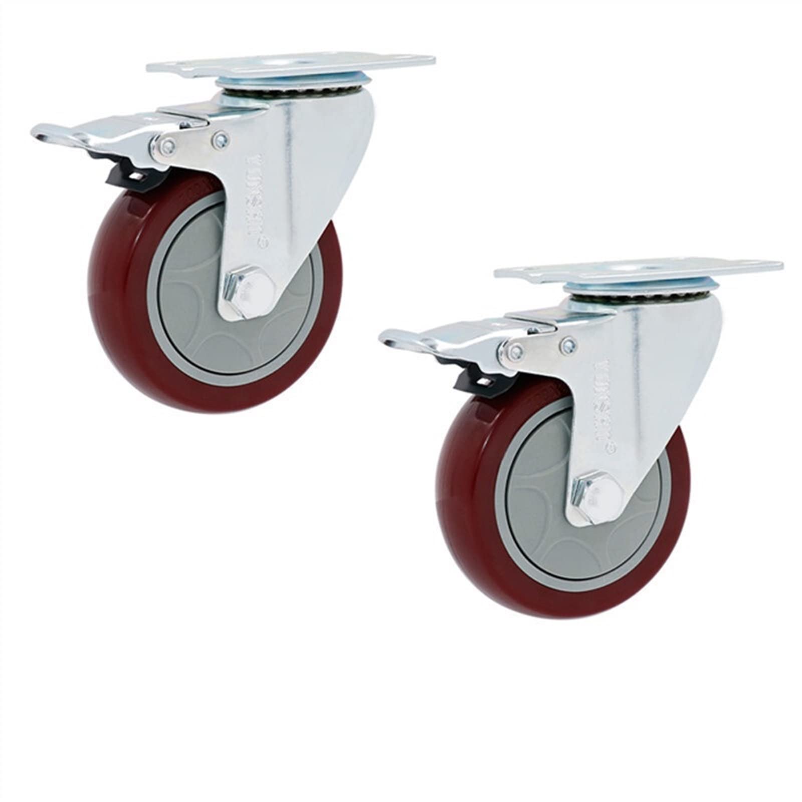 Roue de chariots à roulettes directionnelles PVC avec frein 3" 2pcs - 6