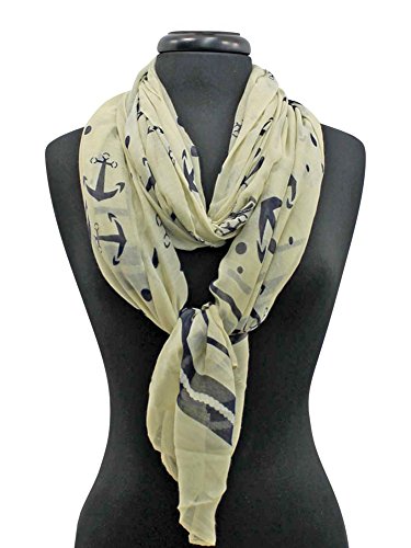 Anchor Print Lightweight Scarf Shawl2