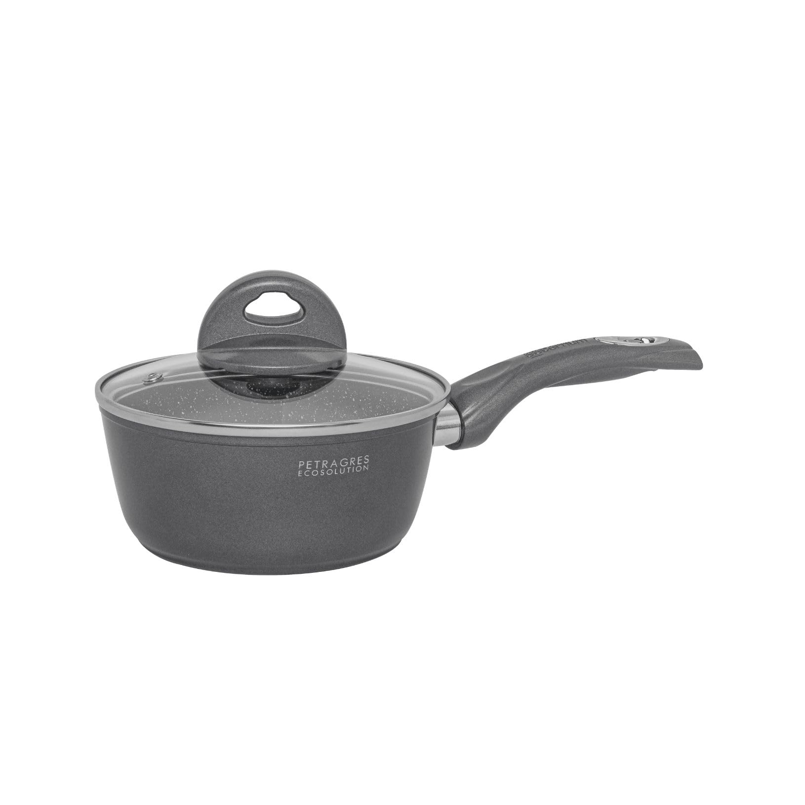 Aeternum, Petragres Ecosolution, Batteria 8 pezzi, 2 Padelle 20-24 cm, 2 Casseruole 16-20 cm, 1 Tegame 28 cm, 3 Coperchi 16-20-28 cm, Full Induction, Adatto all'Induzione, Riv. PFAS FREE, Grigio scuro