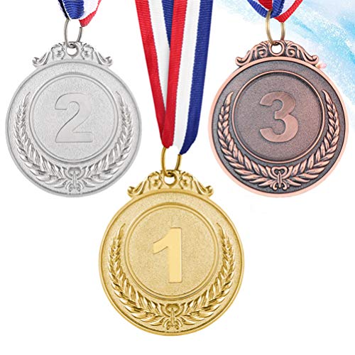 Toyvian Medalhas de Prêmio de Medalhas de Bronze de Prata Dourado com Fita de Números Universais Med