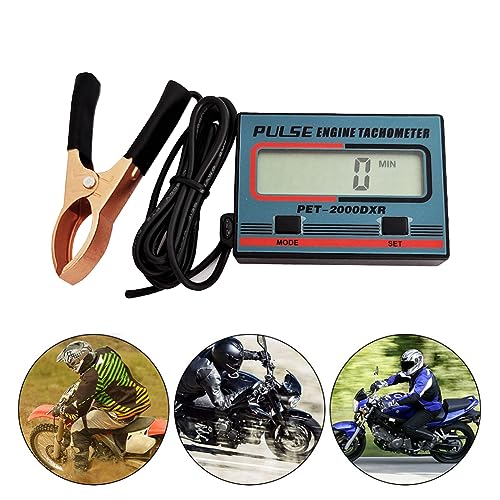 Digitaler Drehzahlmesser, 2/4 Takt Induktiver Drehzahlmesser, Digital Tachometer mit Stundenzähler, Drehzahlmesser Motorsäge für Motorrad Schneefräse Motocross Rasenmäher Generator Kettensäge