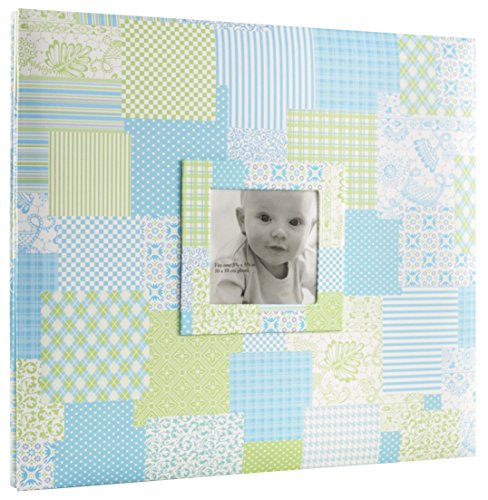 Image of MCS Expandable 10-Page Baby Scrapbook Album with Photo Opening Cover and 12 x 12 Inch Pages, 13.5 x 12.5 Inch, Baby Blue Quilt