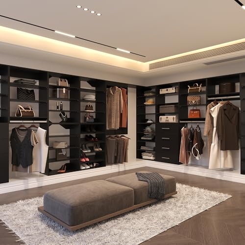 MODCART Modular Closet System, 40" Wide Closet Organizer System with Hanging, Wood Tower Closet Storage for Walk In Closets, Wall Mounted Wardrobe Organizer Kit System, Bedroom, Black by MODCART - Image 4