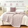 Admitrack Chunky Knit Blanket Throw, 100% Hand Knit Chenille Throw Blanket for Sofa & Home Decor, Soft and Cozy Knitted Throw Blankets (Pink,51"x63") #4