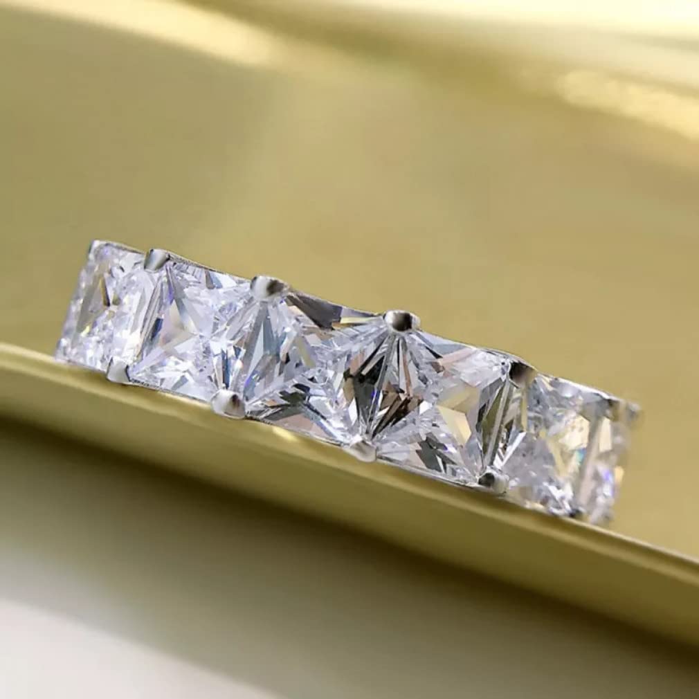 5 * 5 MM Platz 5A Zirkon Voller Diamant Ring S925 Sterling Silber Schmuck Frau Jahrestag Geburtstagsgeschenk