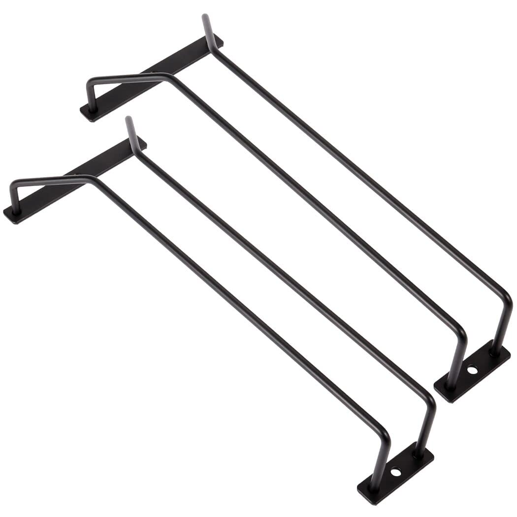Dianoo 2 soportes para copas de vino debajo del gabinete, soporte de metal para copas de vino, estante debajo del estante, colgador de almacenamiento para copas de vino, 30,5 cm