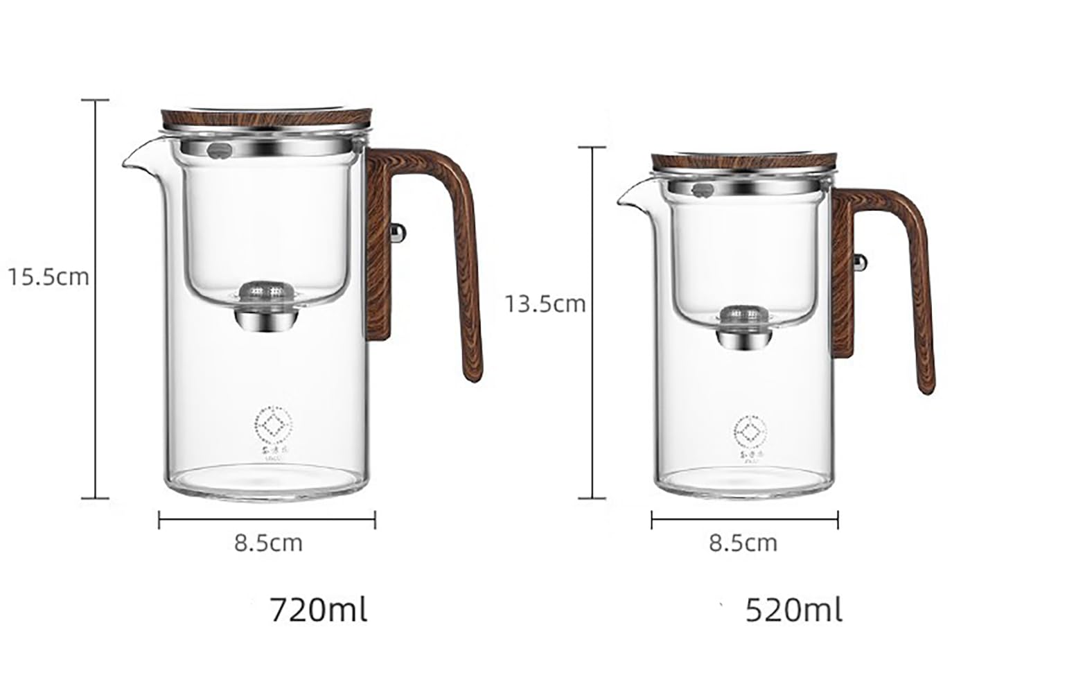 Witchcraft Tetera de cristal con mango de madera, Enchantea Teapot with Wooden Handle Enchantipot Magic Tea Pot Glass Clear Teapot with Strainer (transparente, 720 ml)
