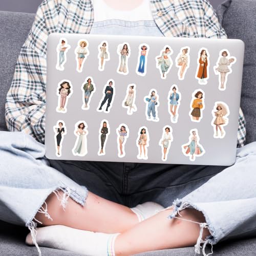 Image of Pack of 60 Aesthetic Fashion Girl Vinyl Stickers | Waterproof Self-Adhesive Decals for Laptop, Water Bottle, Mobile, Diary, Journal, Scrapbook, Luggage, Helmet & DIY Decoration