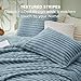 Bedsure Queen Comforter Set - GentleSoft™ 3 Pieces Fluffy Double-Side Fleece Comforter Set, Cozy Striped Room Decor Aesthetic, Luxury Mineral Blue Bedding Queen Size with 2 Pillowcases, 90x90 Inches