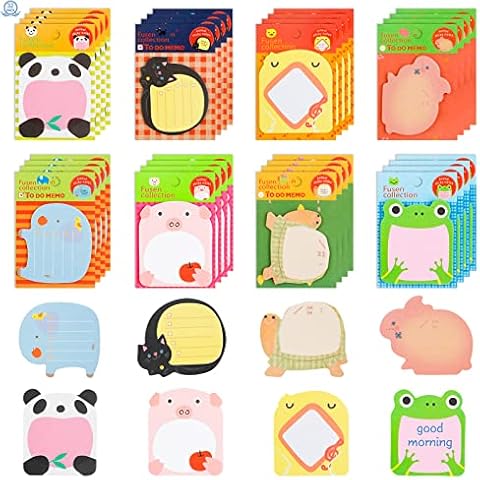 640 Sheets(32 Pads)Cute Cartoon Animal Sticky Notes Mini Self Sticky Notes Cute Sticky Notes Novelty Super Sticky Funny Cartoon Message Note for School Home Office,(8 Style) Cover