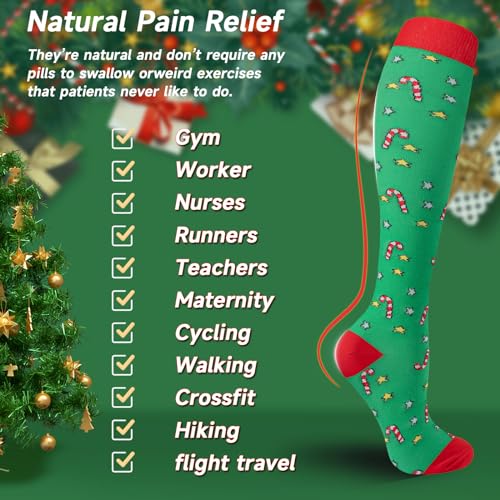Image of cerpite Compression Socks for Women & Men 6 Pairs Knee High Compression Socks 20-30 mmhg Best for Running,Nurse,Travel