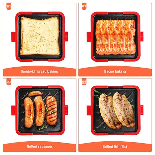 Sandwichpress,Antiaanbak Hittebestendig Draagbaar Kookapparaat - Magnetron Kaas Toaster Toastie Press Pan,Voor Quesadilla Snacks Voedselbereiding Thuis Appartement Studentenkamer Keuken - Image 2