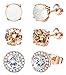 Jstyle Stud Earrings for Women 18K White Gold Rose Plated CZ Halo Earrings Created Opal Earrings Set for Sensitive Ears with Gift Box