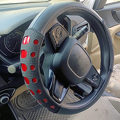 Image of Auto Pearl Ring Type Car Steering Wheel Cover, Ultimate Shine Black Red for Xcent 2018