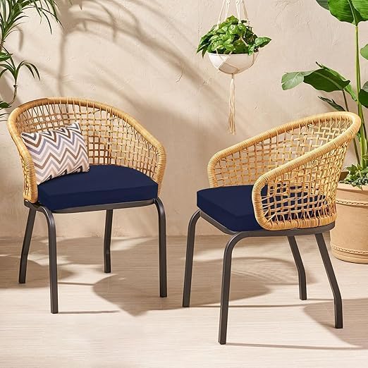 Image of Patio D-8 Patio Chair Cushion for Outdoor, Indoor Chair Cushion Pad, Square Chair Pad Terracotta, Comfortable Patio Foam Cushions (Royal Blue) (Pack of 2, Cushion Thinkness 5 cm)