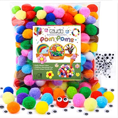 Buy Caydo [400 pcs] 300 Pieces 1 Inch Assorted Pompoms with 100pieces