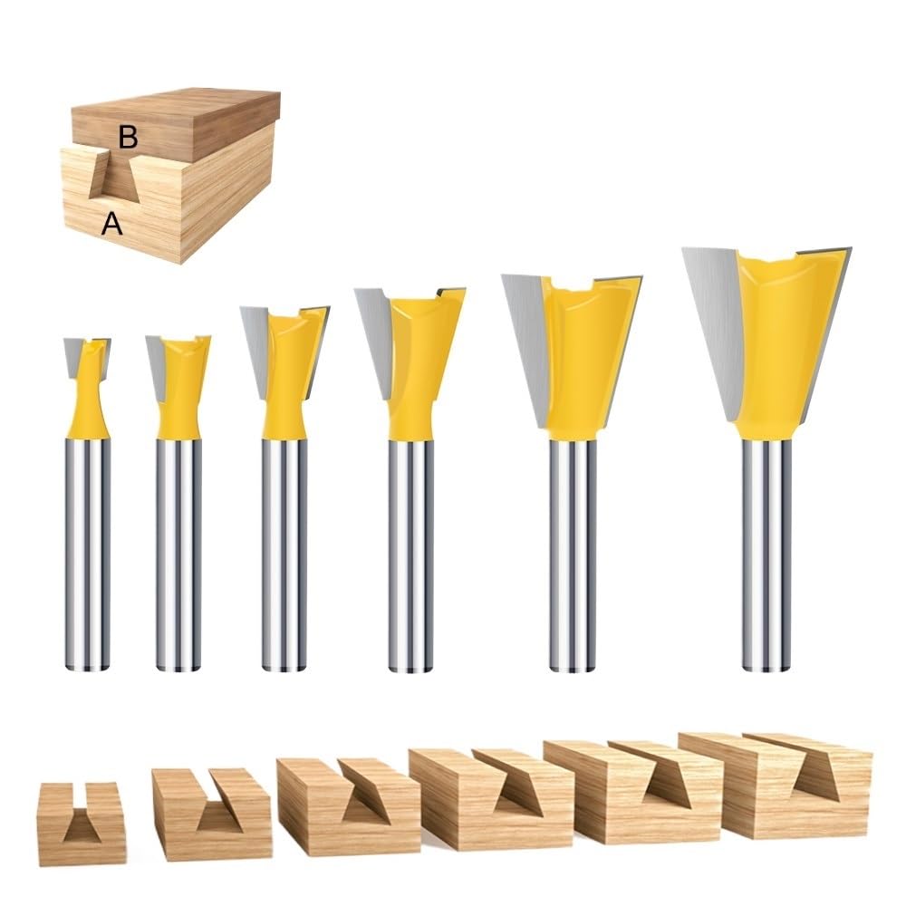 Zestaw frezów do połączeń jaskółczy ogon 14 stopni frez do obróbki drewna grawerowanie 8 mm frez do drewna(5pcs Set)