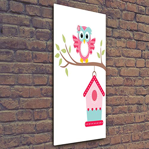 Image sur verre acrylique de chouette rose pour illuminer la chambre d'enfant Tulup