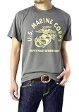 [FLAG ON CREW] (フラグオンクルー) 半袖 Tシャツ メンズ 半袖 吸汗速乾Tシャツ 空挺兵 陸軍兵 海兵隊 プリントt / D2K / L 海兵隊ダークグレー