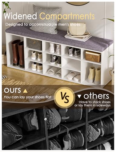 Dinzilvjshoestoragebenchwithcushion15cubbyshoerackadjustableshelveslongshoeorganizerbenchforentrywaymudroomhallwaylivingroombedroomandgaragewhite Urban Country Home Decor Dinzi lvj shoe storage bench with cushion 15 cubby shoe rack adjustable shelves long shoe organizer bench for entryway mudroom hallway living room bedroom and garage white urban country home decor