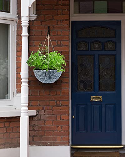 Kotao Hanging Pots For Plants Outdoor Indoor, Hanging Planters 2 Pack, 10 Inch Hanging Baskets Flower Pots With Drainage Holes, Stone Pattern Blue #TOP6