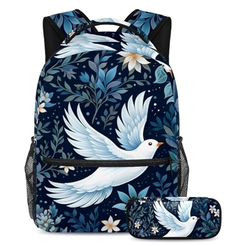 Cartables blancs Peace Doves grande capacité pour résoudre le manque de place des étudiants