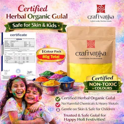 Image of CraftVatika Natural Holi Color Gulal Rang | 80g - 1 Shades x 80g Gulal Organic Holi Colours | Eco Friendly Holi Color Non Toxic Holi for Family, Skin Safe Colors Pack of 1 Multicolor