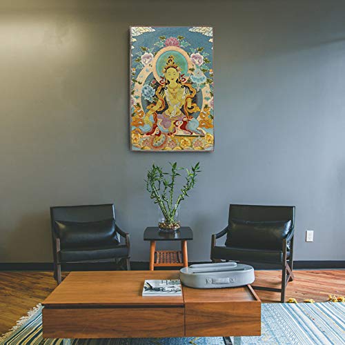 Prime Feng Shui Zijde Borduurwerk Tibetaanse Thangka Met Boeddhisme Groene Tara Muur Opknoping Voor Home Decor Thangka… - Afbeelding 6