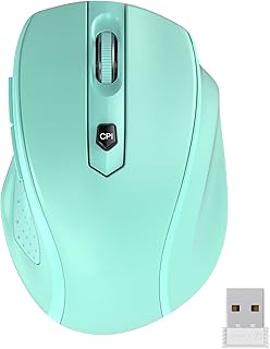 Wireless Mouse,Ergonomic Computer Mouse 2.4G with USB Receiver, 5 Adjustable DPI Levels PC Mouse,2400DPI USB mice for Laptop Chromebook Notebook MacBook Computer, Green