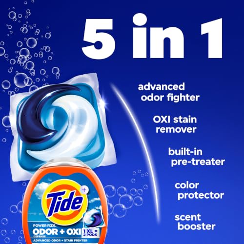 Image of Tide Odor Defense + Oxi Laundry Detergent Pacs, Original Scent, 45 Count, Advanced Odor + Stain Fighter