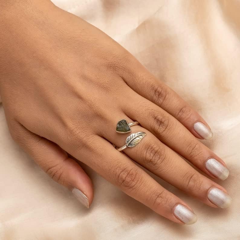 Moldavite Ring 925 Sterling Silver Handmade Women Jewelry Natural Gemstone From Czech Republic