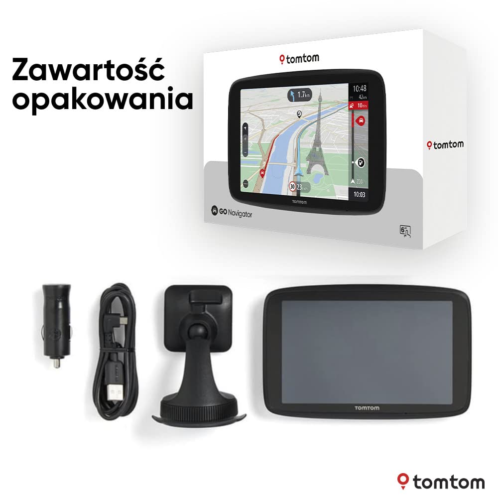 TomTom GO Navigator Nawigacja samochodowa (6-calowy ekran, aktualne informacje drogowe i ostrzeżenia o fotoradarach na okres próbny, mapy świata, aktualizacje przez sieć Wi-Fi)