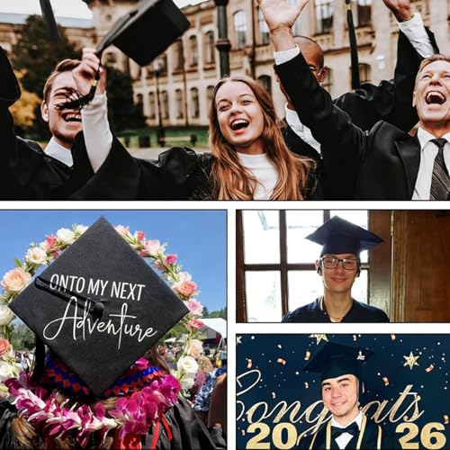 YEWCEP Graduation Hat, Unisex-Erwachsene Abschlusskappe, Abschlusshut mit Quaste, Verstellbar, für Abschlussfeiern von Studium, Uni, College, Abitur, Schule, Unisex (Schwarz)
