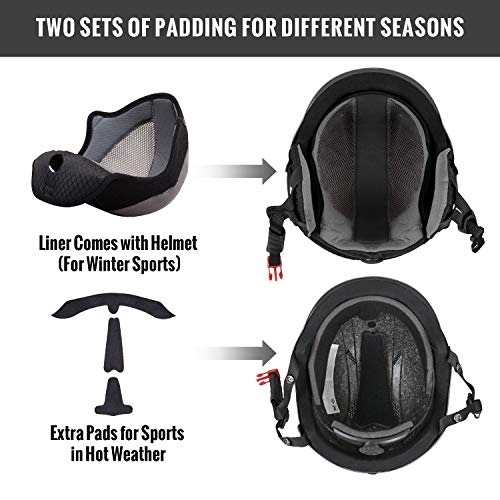 NHH Convertible Ski Snowboard Helmet - Skateboard Bike Multi-Sport Helmet, 2 Sets of Liners for Kids Youth and Adults Sports in Winter Spring Summer and Fall (M, Black) - Thumbnail 3