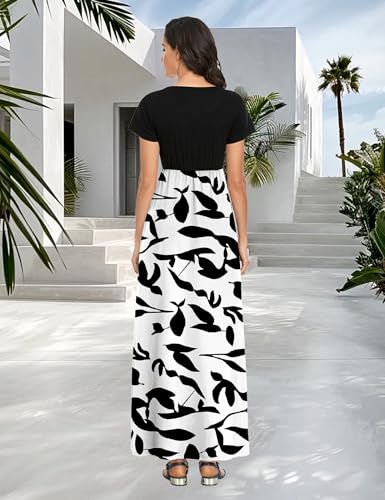 Image of Lacavocor Womens Short Sleeve Maxi Dresses Empire Waist Long Dress