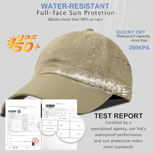 Image of Mens Waterproof Baseball Cap Womens Rain Hat Quick Dry Running Hat with Sweatband Outdoor Golf Breathable Sports Cap