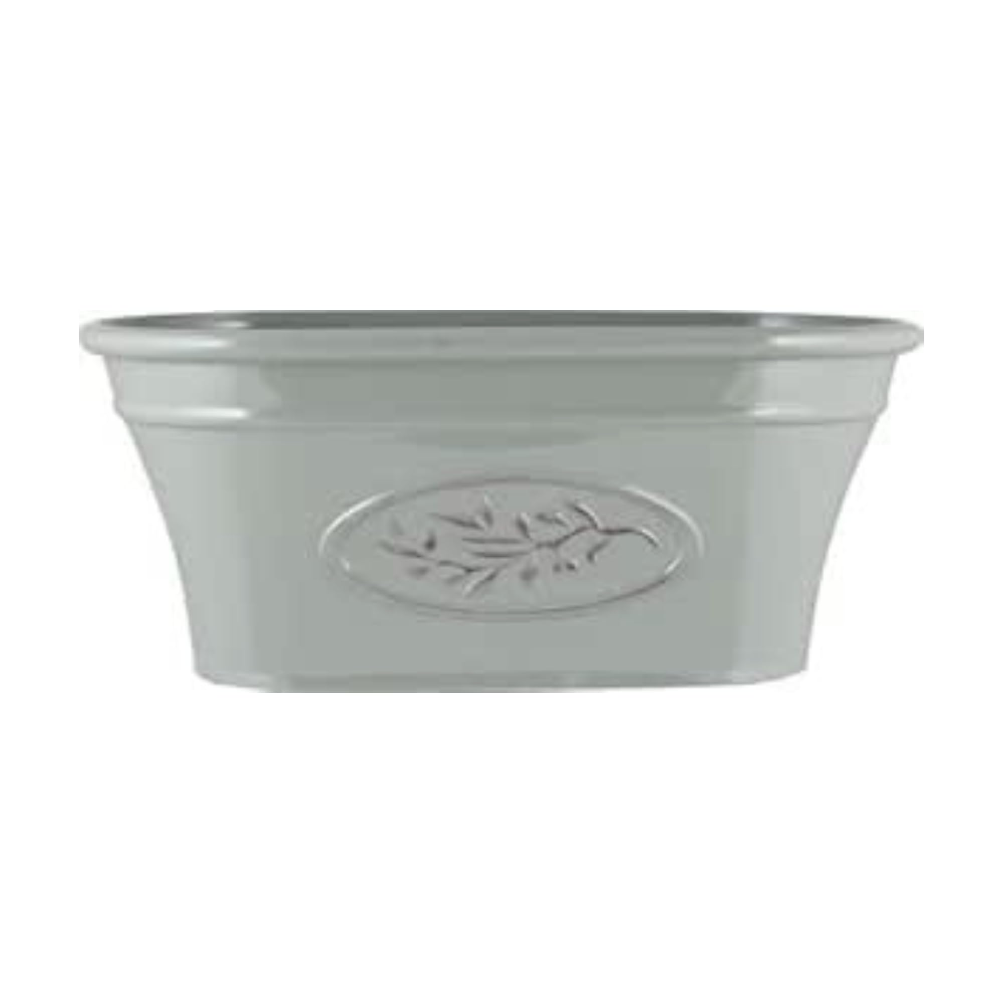 Fyne-Finds Olive Grey Plastic Classic Planters, Saucers, Trough And Wall Plant Pot Long Lasting Flower Garden Indoor Outdoor Planter Cover Weather, Frost Proof Glossy Effect (38Cm Trough Oval)