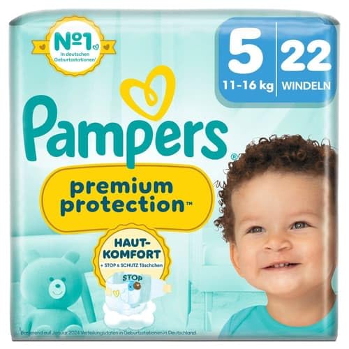 Pampers Premium Protection pannolini taglia 5, confezione singola, 11-16 kg (22 pezzi)