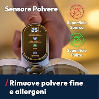 Hoover Battimaterasso HMC5, 4 Funzioni Automatiche: Battitura, Aspirazione, Lampada UV e Asciugatura, Leggero specificamente per l'eliminazione degli acari della polvere, ideale per letti, divani