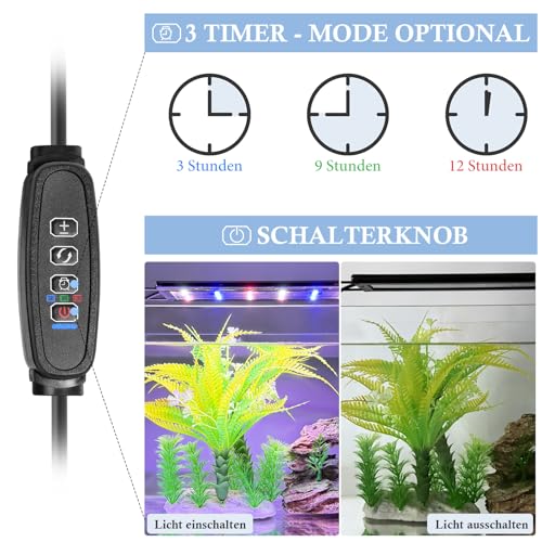 FEDOUR USB Mini Aquarium LED Light, Vollspektrum Aquarium Beleuchtung mit Ausziehbaren Halterungen, verstellbares Aquarium Plants Licht mit Externem Controller, für Süßwassertank – Bild 5