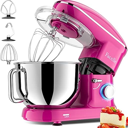 Batidora Amasadora 2000W, Facelle Amasadora de Pan Repostería Multifunción Tazón de Acero Inoxidable de 6,2LGancho para Masa,Batidor Plano, Batidor,Protector de Salpicaduras(Rosa) | Ya disponible en tu tienda friki favorita! En mundofriki.es!