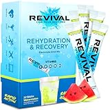 Revival Rapid Rehydration Electrolytes Powder - High Strength Vitamin C, B1, B3, B5, B12 Supplement Sachet Drink, Effervescent Electrolyte Hydration Tablets 12 Pack Watermelon Flavours