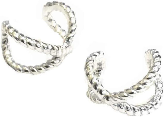 925 Solid Sterling Silver Non Pierced Small Ear Cuff Earrings - Wrap Minimalist Hypoallergenic Jewelry