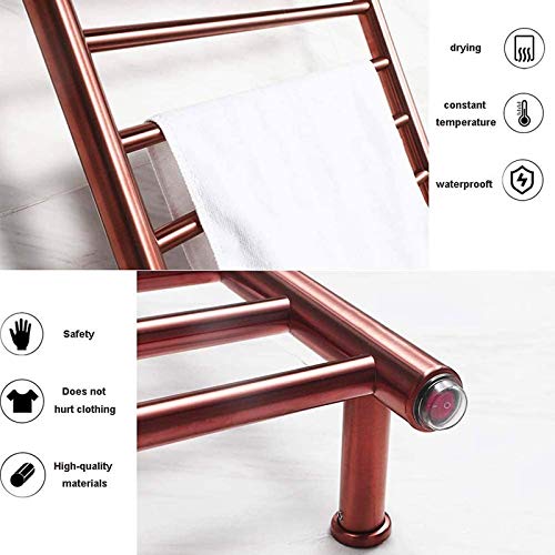 Toallero eléctrico Inteligente con calefacción, radiador de baño de 10 Barras, Calentador de Toallas de Pared de Acero Inoxidable 304, Color Oro Rosa, con Enchufe.(Rose Gold-Plug in)