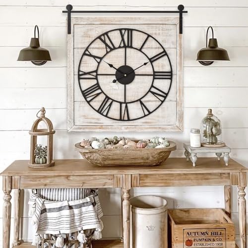 Distressed White Barn Door Wall Clock product photo Distressed White Barn Door Wall Clock product
