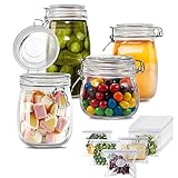 Multifuncional: 4 tamaños de Botes de Cristal Herméticos son adecuados para almacenar diferentes tipos de alimentos. Capacidad del tarro:500ml,760ml,1000ml,1500ml