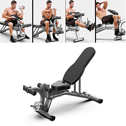 Adjustable Weight Bench Press,Leg Extension Flat/Incline/Decline Utility Bench Press 12 Ways to Exercise for Home Gym Easy to Assemble，Men Women Kids（Maximum Load：300lb）
