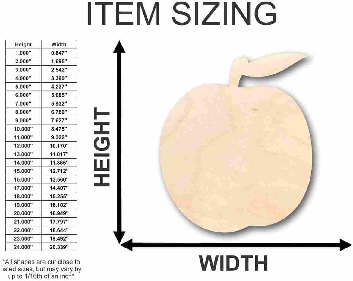 Unfinished Wood Peach Shape Fruit Craft up to 46" DIY 12" / 1"